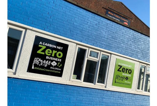 New signs up at Midas to help promote and encourage others to move towards Carbon neutrality